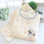 莫代尔孕妇产后哺乳睡衣产妇6月份7喂奶衣家居套装 月子服夏季 薄款