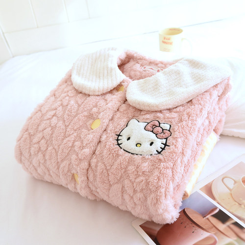 秋冬加厚法兰绒保暖大码哺乳睡裙