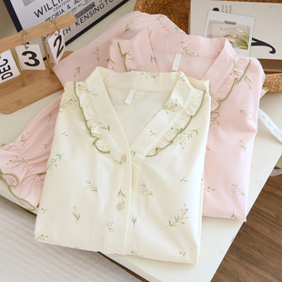 月子服春夏季薄款全棉吸汗大码孕妇睡衣产后4月份5纯棉哺乳喂奶衣