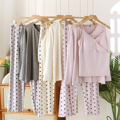 月子服春夏季 哺乳期喂奶衣 莫代尔三件套吸汗透气孕妇睡衣产后时尚