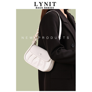 LYNIT 斜挎包女2024新款小众高级感褶皱洋气小包包百搭单肩腋下包