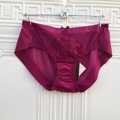 eblin紫色刺绣宽边纯棉档内裤