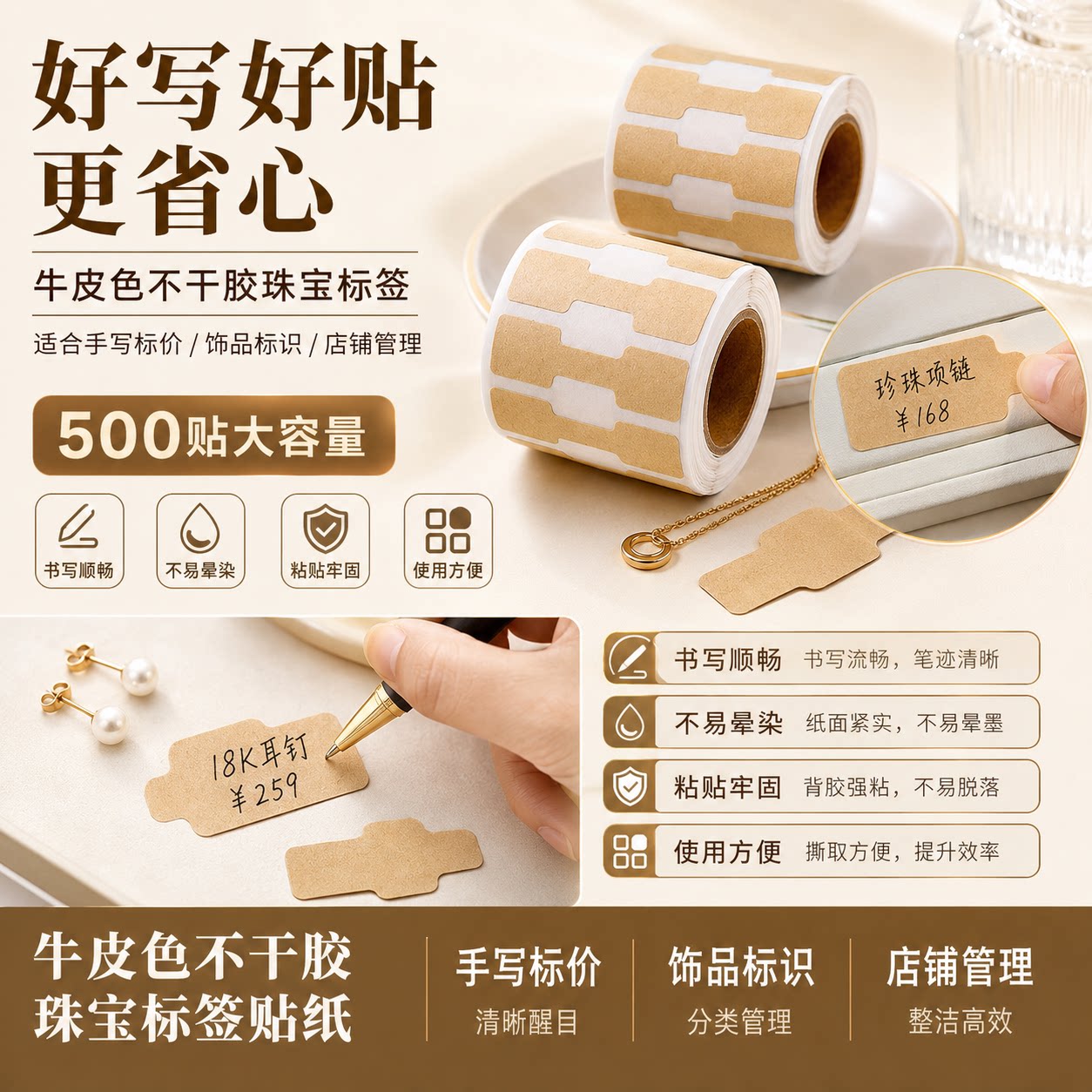 ins风手写珠宝价格不干胶标签