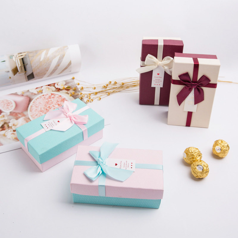 情人节日化妆品口红礼物蝴蝶结红色礼盒包装盒大号ins空盒子生日