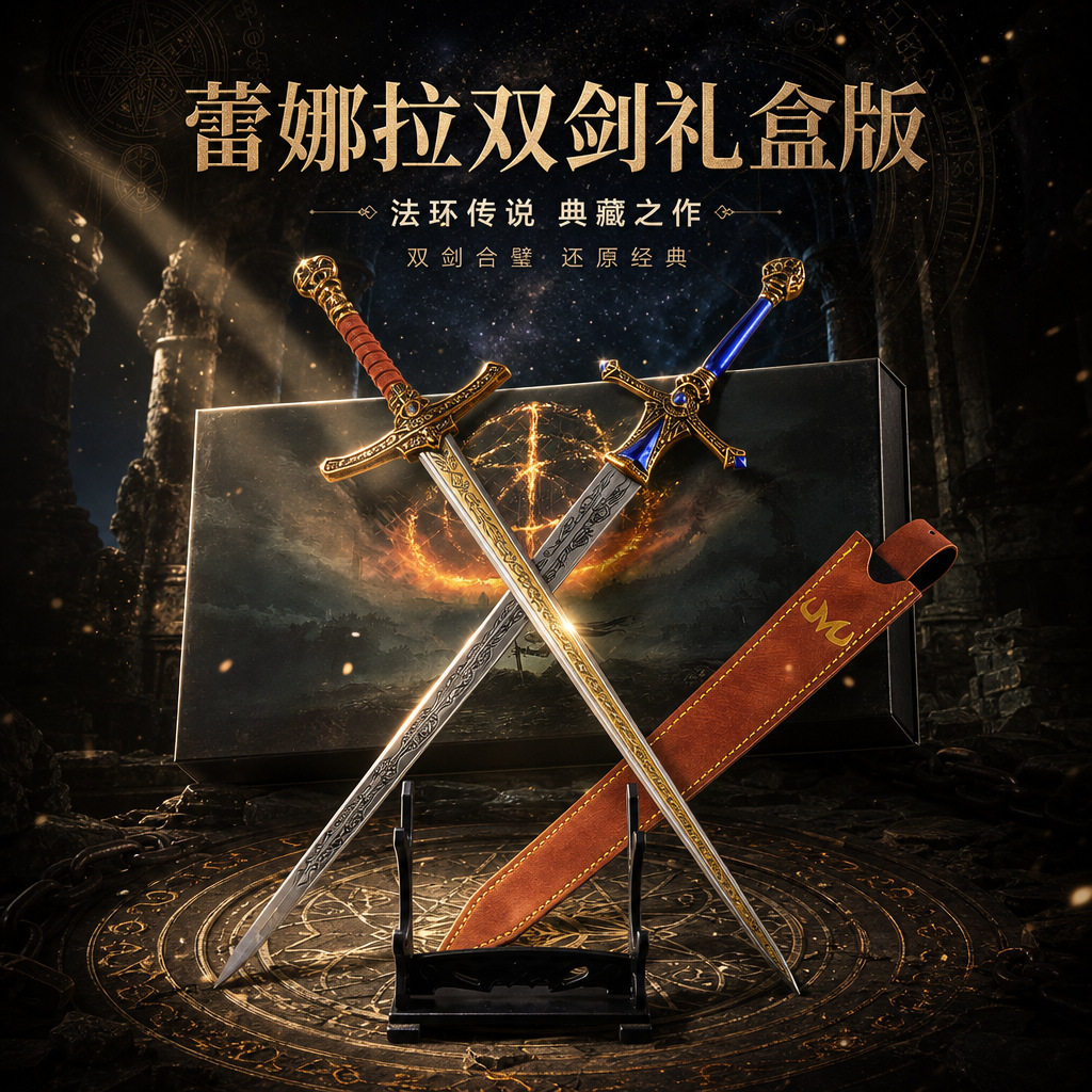 [高档礼盒]艾尔登法环双月骑士蕾菈娜的对剑金属武器模型合金周边