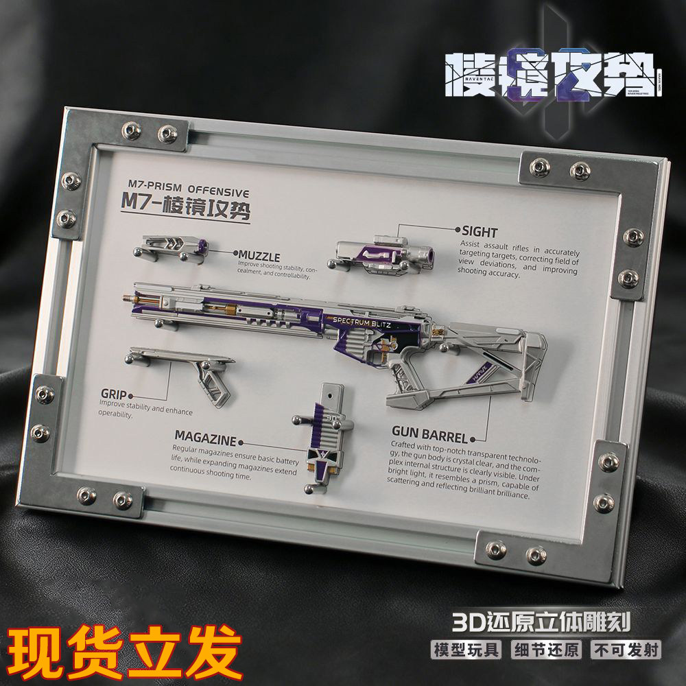 [高档相框]三角洲行动M7战斗步枪棱镜攻势S2金属武器模型摆件周边
