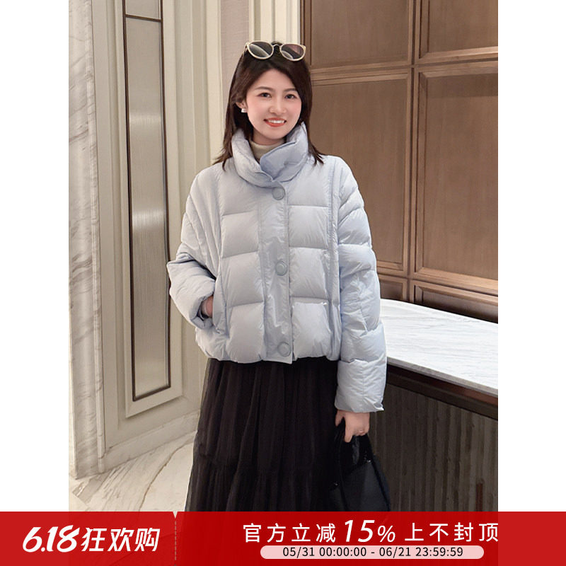 紫璐莱雪绒马卡龙~韩系小个子短款立领保暖云朵泡芙羽绒服外套20X