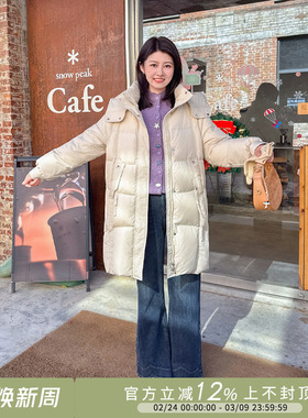 紫璐莱冬景日记~简约通勤宽松中长款防风保暖白鸭绒羽绒服外套05X