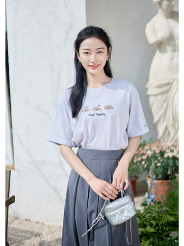短袖通勤休闲狗狗毛巾绣T恤短袖
