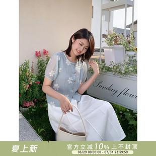 紫璐莱小城夏天~新中式国风盘扣提花百搭小个子短款衬衫上衣夏32X