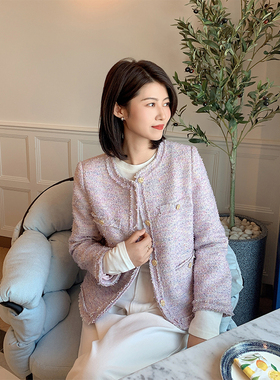 紫璐莱莫奈日记~法式优雅气质流苏包边粗花呢短款小香风外套女36X