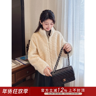 紫璐莱云间落羽~环保金叶貂小个子气质高级感保暖短款毛毛外套01X
