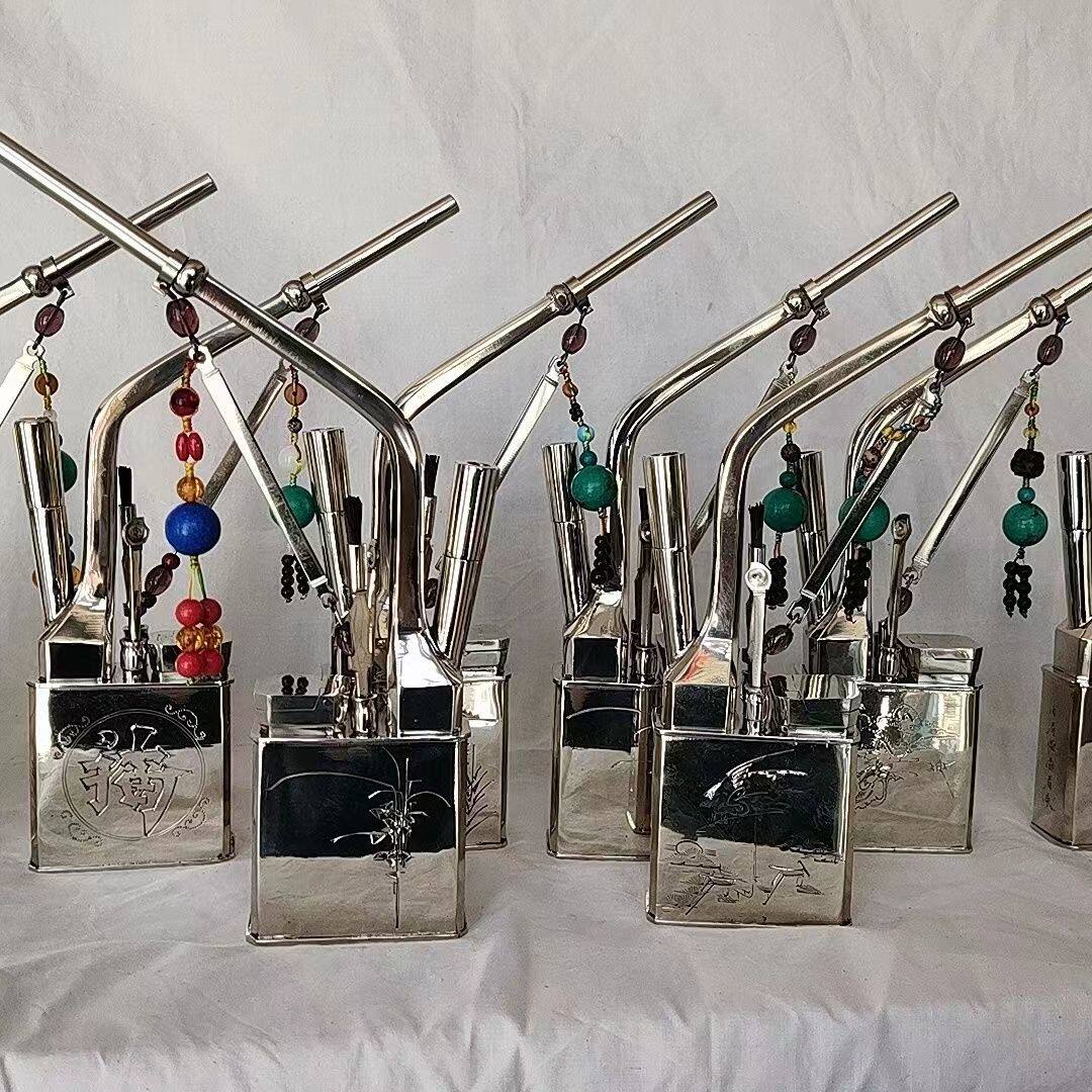 甘肃兰州水烟袋锅纯白铜复古老式手工制作高档水烟壶甘字烟斗烟筒