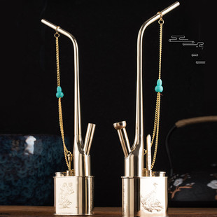 纯铜水烟壶全套水烟筒水烟烟袋黄铜复古纯铜老式水烟斗过滤水烟嘴