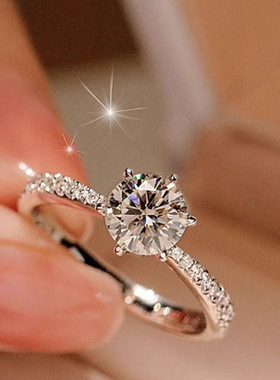 女款6爪仿真钻戒求婚老婆礼物2025新款