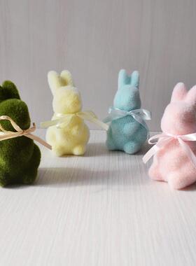 仿真兔子摆件复活节桌面装饰品可爱苔藓橱窗饰品客厅家居饰品