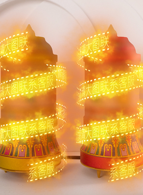 六字西藏电动转轮转筒藏式转动桶家用佛堂物品转动轮彩绘吉祥摆设