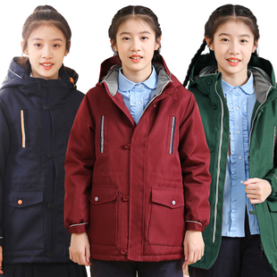 初高中小学生校服冲锋衣保暖棉服男女面包服中长款棉衣加厚冬款