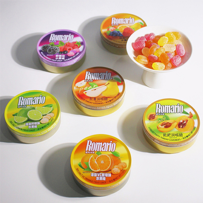 出口品质水果糖海盐网红爆款枇杷薄荷硬糖铁盒高颜值糖果休闲零食