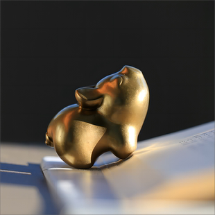 亦喜No.24/如果/一只特立独行的手工黄铜小猪 香插摆件/原创设计
