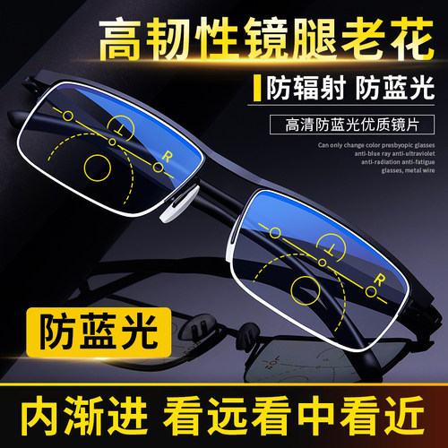 两用智能变焦防蓝光抗疲劳老花镜