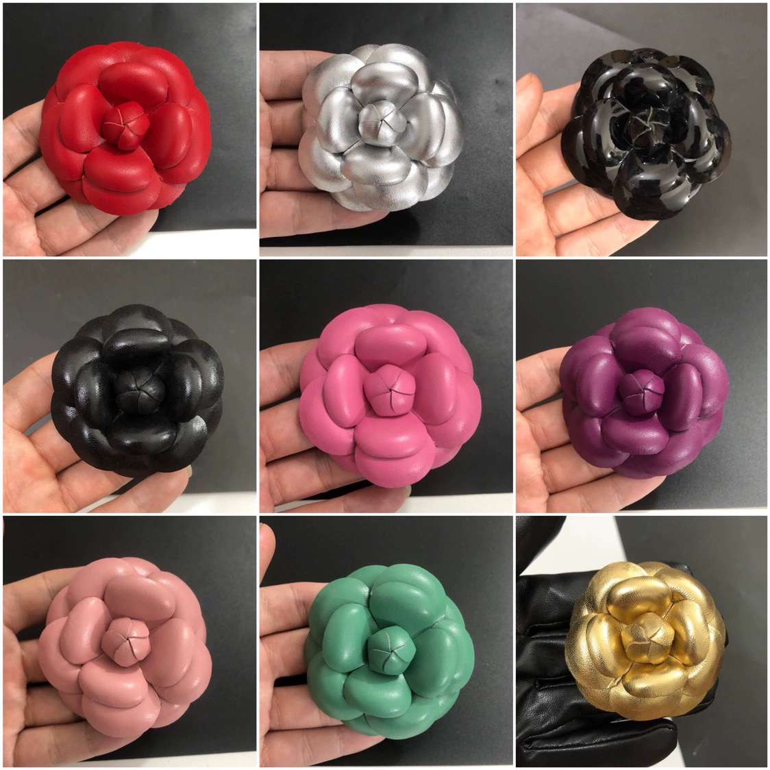 全6.1cm王一博同款类型金色皮面山茶花胸针高端超定型胸花小香花