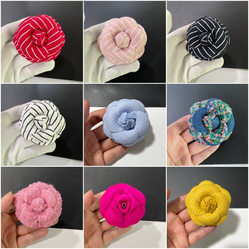 新款6.6cm10x1条纹布料胸花女