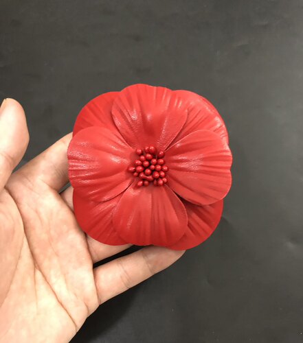 8.2cm大高端DIY真皮心纹胸花小香