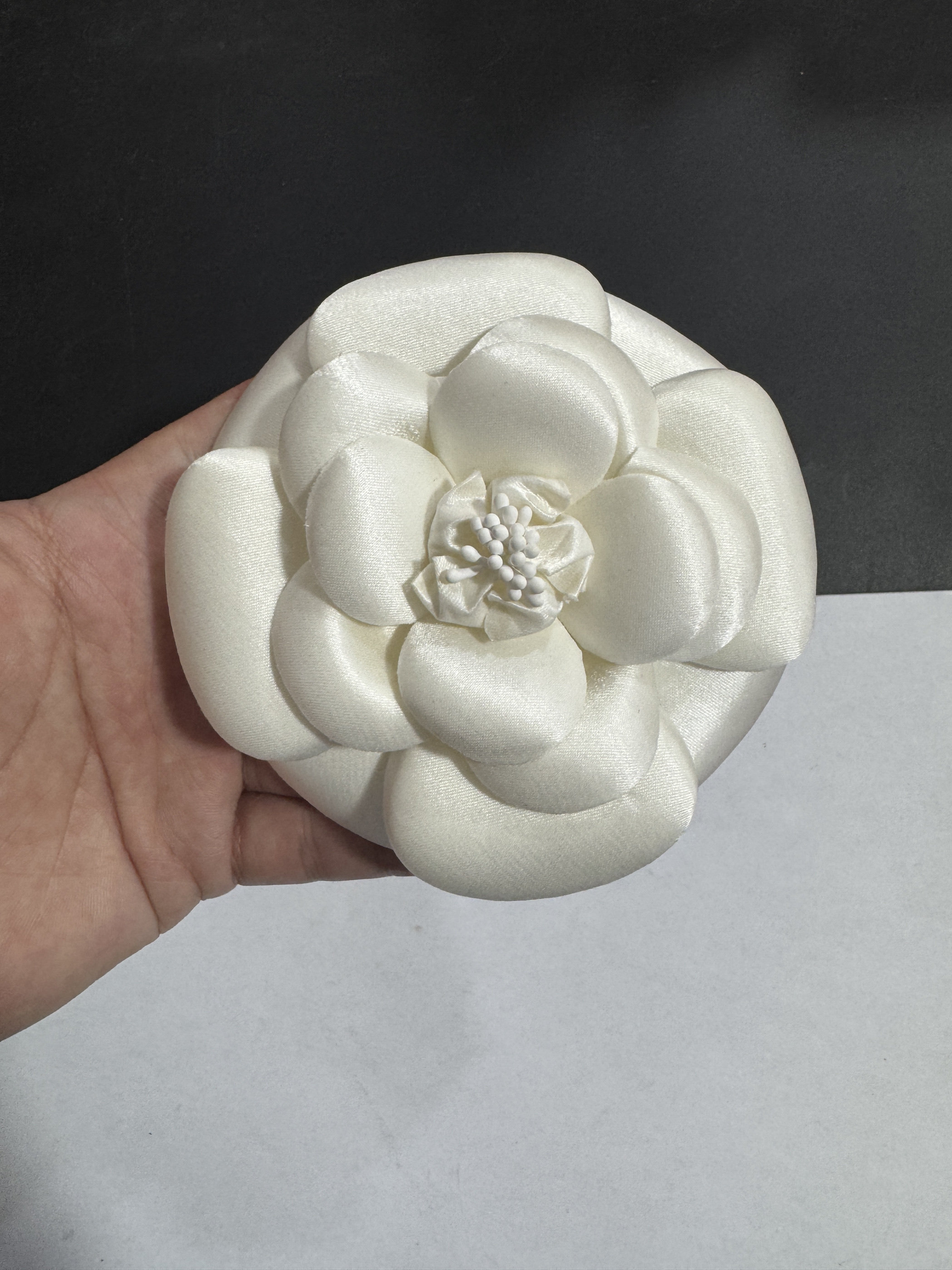 11cm大花高端真丝布高端花朵山茶花头夹花小香花饰品底加胸针发夹