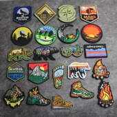 户外风景登山露营刺绣魔术贴章星空日出日落个性 背包贴章臂章胸章