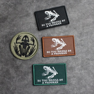 骷髅蛙刺绣魔术贴章USA蛙人贴士气章骷髅青蛙 背包贴章衣服贴臂章