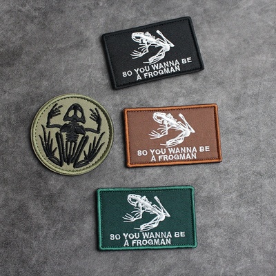 骷髅蛙刺绣魔术贴章臂章