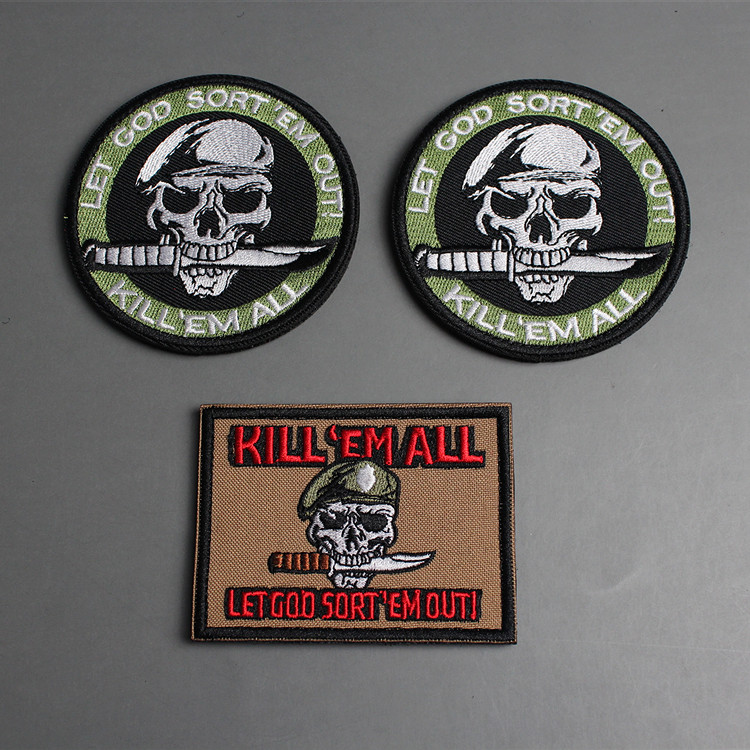 杀光他们让上帝来解决他们刺绣魔术贴章臂章斩尽杀绝魔贴背包贴章