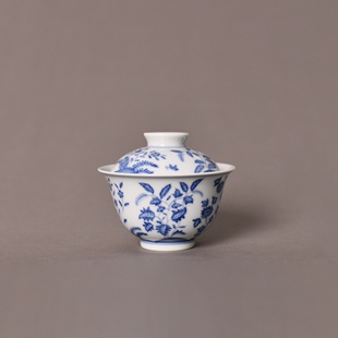 景德镇无尘格古青花九秋手工手绘不烫手好用盖碗110ml