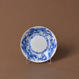 雨后百合花盘青花景德镇手工陶瓷壶承14.9cm