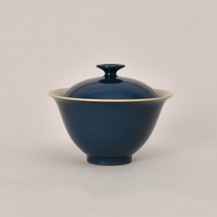 景德镇云泊碧城夕岚盖碗中式茶室陶瓷茶具纯手工单色茶器