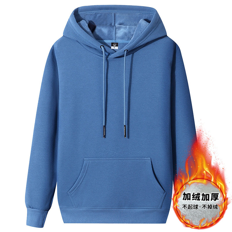 秋冬季新款连帽加绒卫衣定制印字logo同学聚会班服diy工作服外套图片