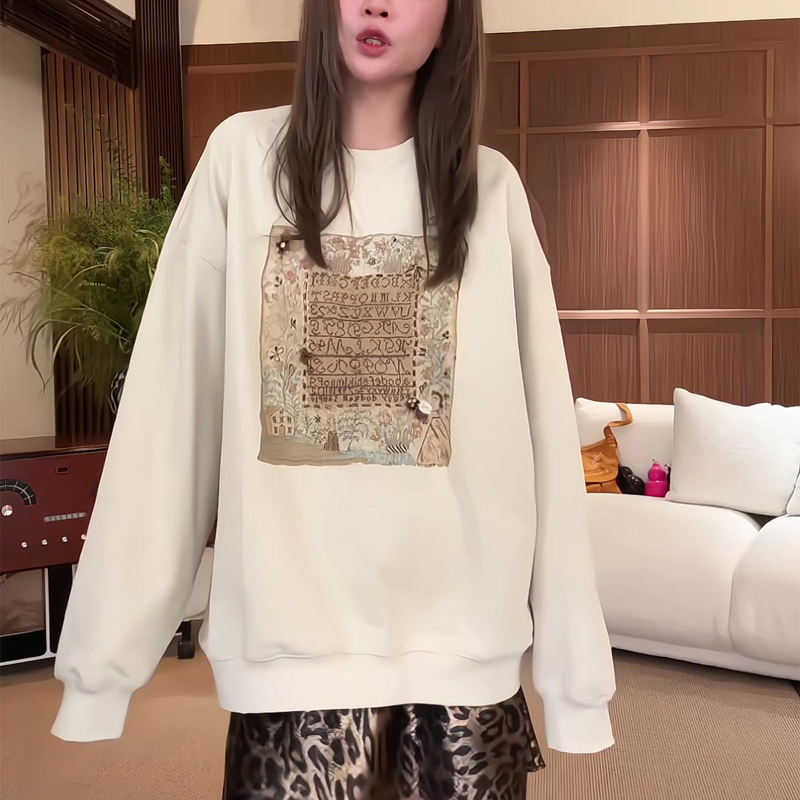 美式长袖T恤女秋季新款宽松百搭休闲卫衣上衣