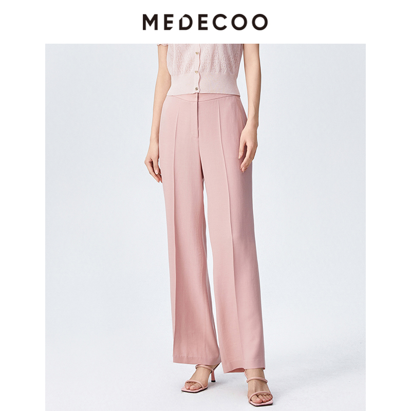 墨蒂珂醋纤直筒休闲长裤