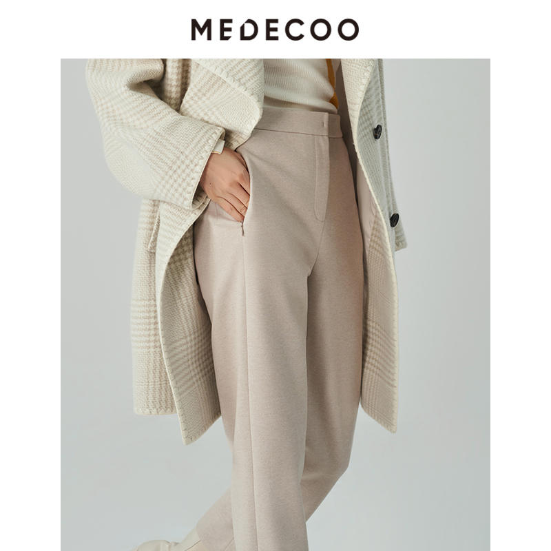 墨蒂珂自然腰长款直筒休闲裤