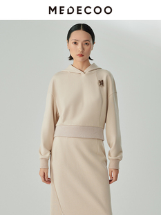 休闲卫衣MHD62402 MEDECOO 墨蒂珂冬新款 女装 连帽针织套头衫