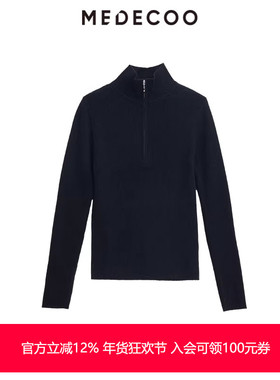 MEDECOO/墨蒂珂2025秋冬新款女装高领针织衫羊毛套头衫MJD40352
