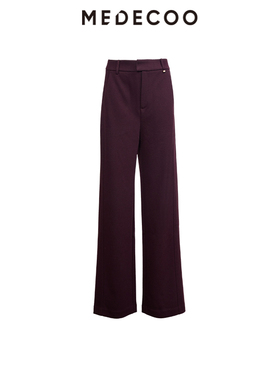 MEDECOO/墨蒂珂2025冬新款女装直筒休闲裤呢子商务西装裤MJD80513