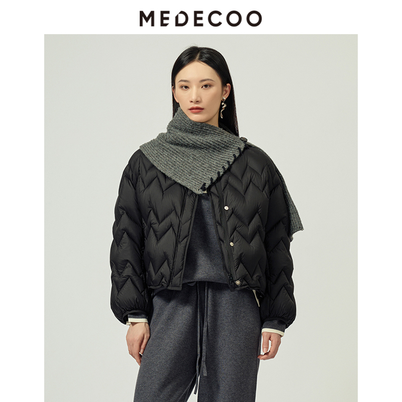 围脖2件套短款白鸭绒羽绒服外套