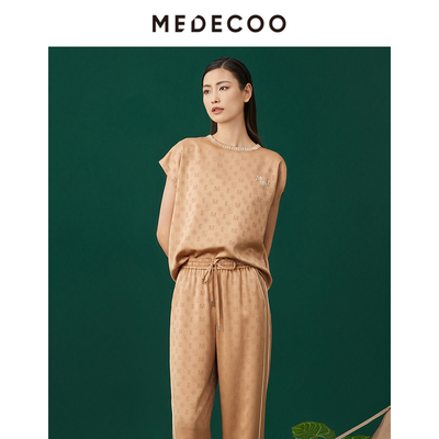 墨蒂珂老钱风提花钉珠醋纤T恤衫