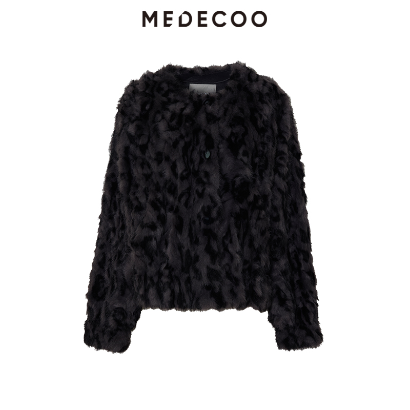 2025冬季新款女装圆领环保皮草