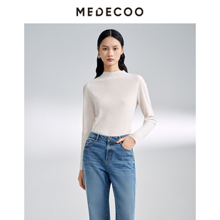 圆领长袖 MEDECOO 墨蒂珂2026春季 新款 MIC62218 套头纯色上衣打底衫