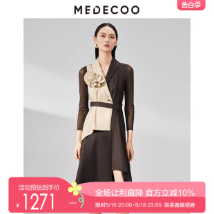 新款 A字拼接手工胸花无袖 墨蒂珂2023春季 MEDECOO 连衣裙MHC90103