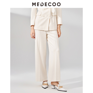 MEDECOO/墨蒂珂秋季新款纯色直筒阔腿裤女式休闲长裤MHC80515