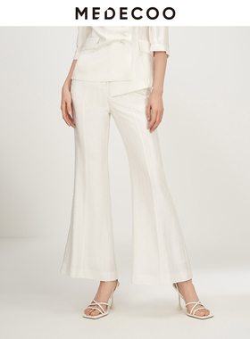 MEDECOO/墨蒂珂春新款女装优雅时尚休闲裤显瘦阔腿裤MHX80504